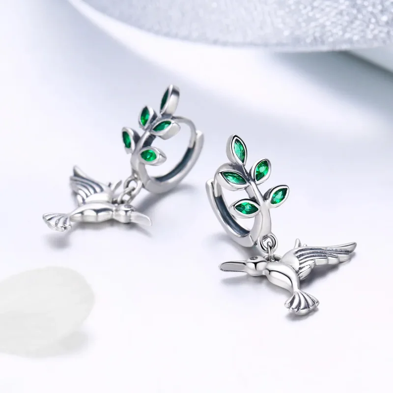 (image for) Silver Greetings From Hummingbirds Stud Earrings - PANDORA Style - SCE464 - View 3
