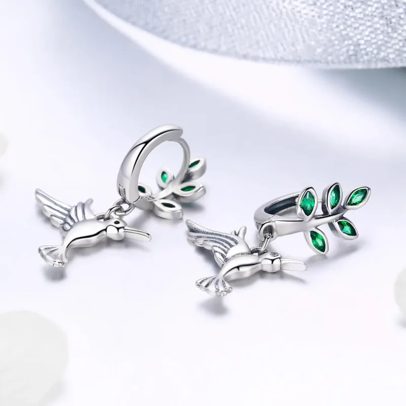 (image for) Silver Greetings From Hummingbirds Stud Earrings - PANDORA Style - SCE464 - View 4