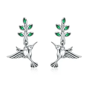 (image for) Silver Greetings From Hummingbirds Stud Earrings - PANDORA Style - SCE464