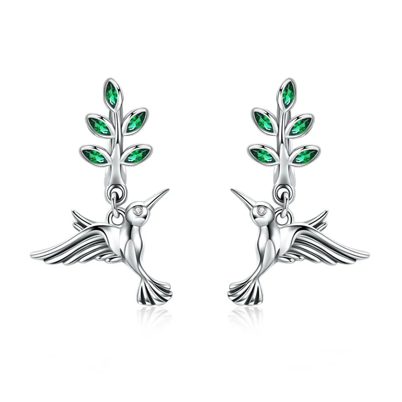 (image for) Silver Greetings From Hummingbirds Stud Earrings - PANDORA Style - SCE464 - Product Image