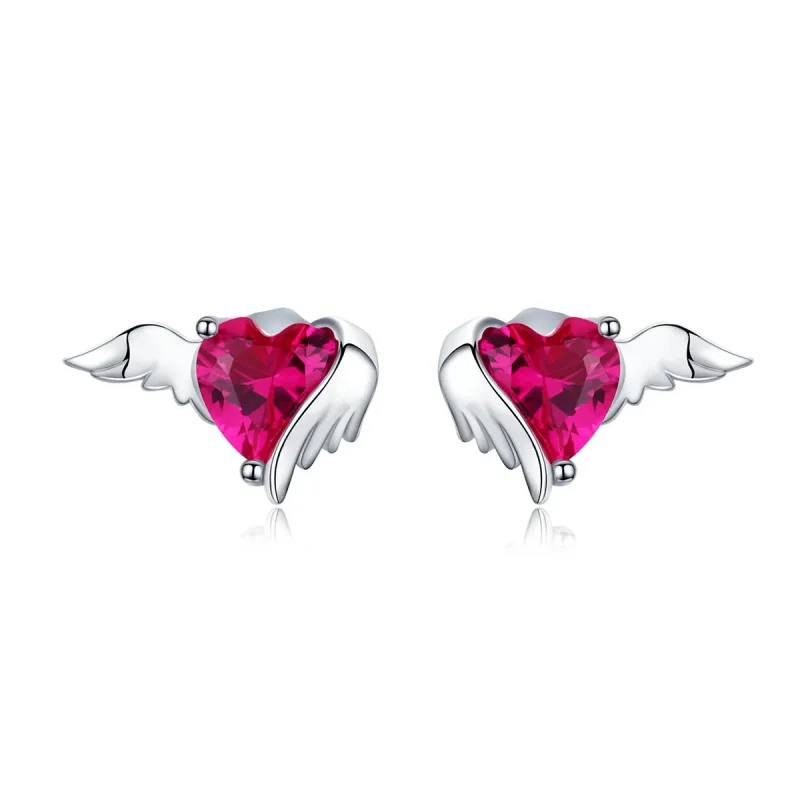 (image for) Silver Guardian Heart Stud Earrings - PANDORA Style - SCE690 - Product Image