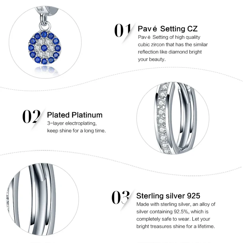 (image for) Silver Hanging Earrings - PANDORA Style - SCE058 - View 7