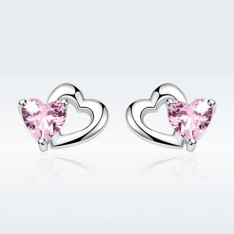 (image for) Silver Heart and Soul Stud Earrings - PANDORA Style - SCE090 - View 2