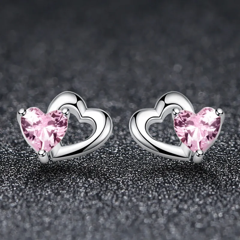 (image for) Silver Heart and Soul Stud Earrings - PANDORA Style - SCE090 - View 3