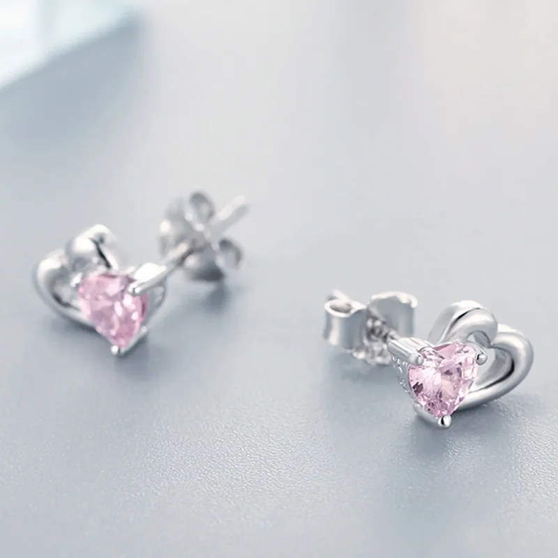(image for) Silver Heart and Soul Stud Earrings - PANDORA Style - SCE090 - View 4