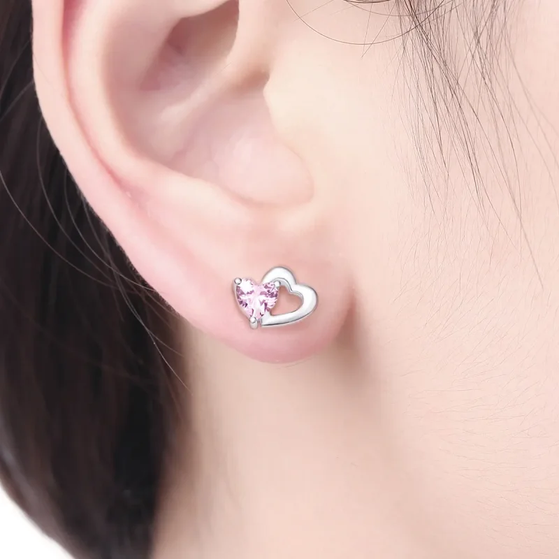 (image for) Silver Heart and Soul Stud Earrings - PANDORA Style - SCE090 - View 6