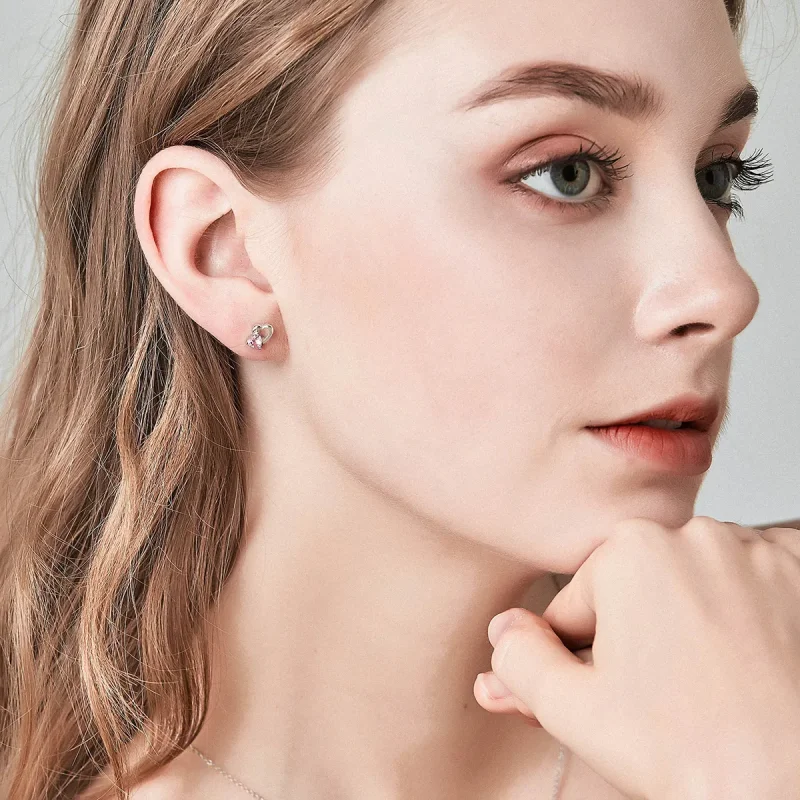(image for) Silver Heart and Soul Stud Earrings - PANDORA Style - SCE090 - View 8