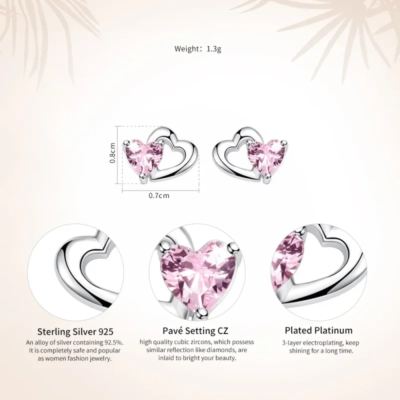 (image for) Silver Heart and Soul Stud Earrings - PANDORA Style - SCE090 - View 9