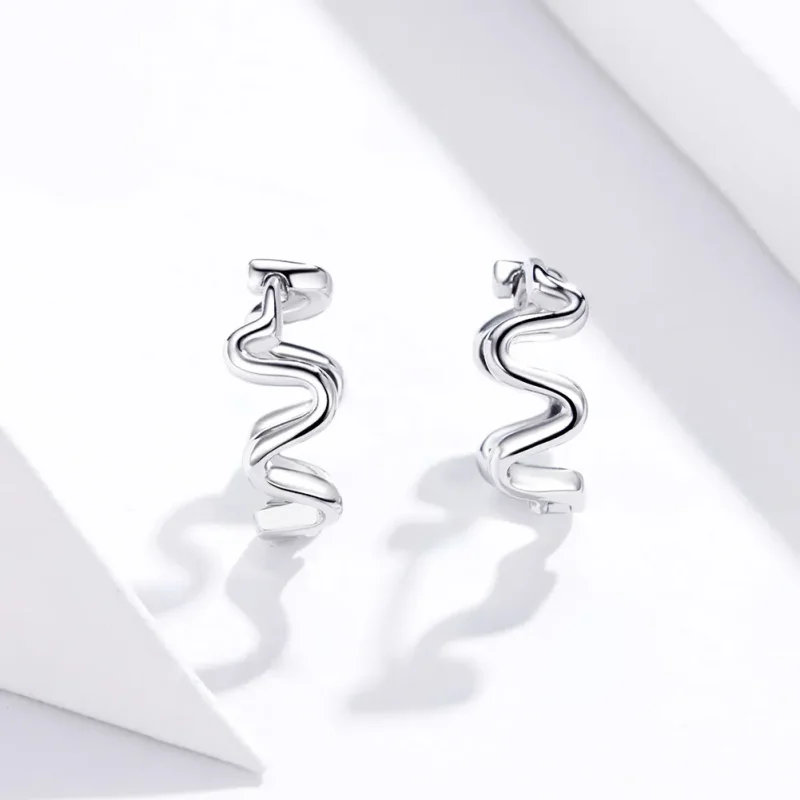 (image for) Silver Heartbeats Radians Stud Earrings - PANDORA Style - SCE672 - View 2