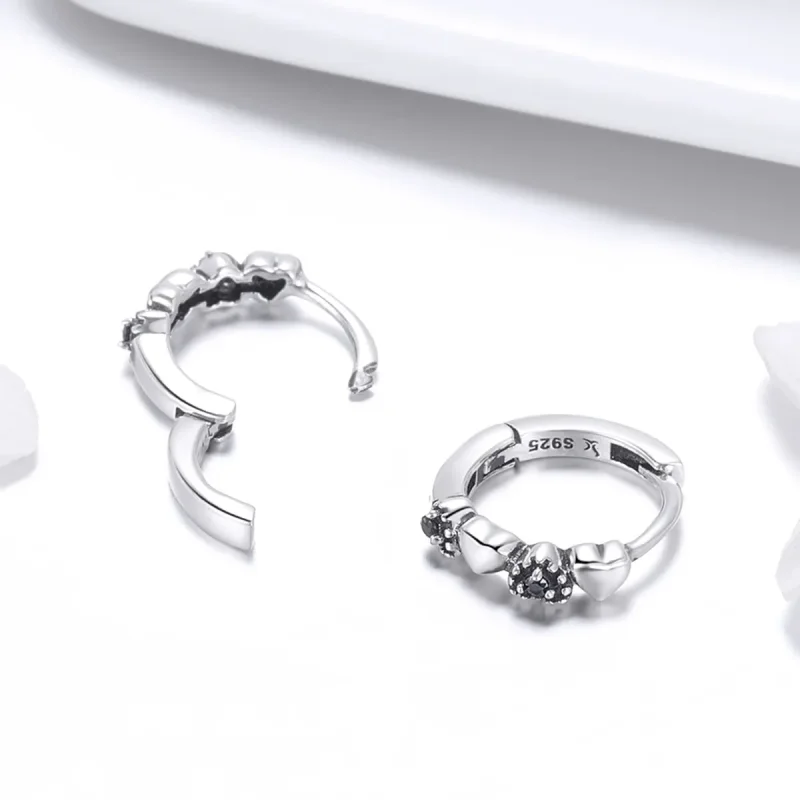 (image for) Silver Hearts Dating Hoop Earrings - PANDORA Style - SCE445 - View 4