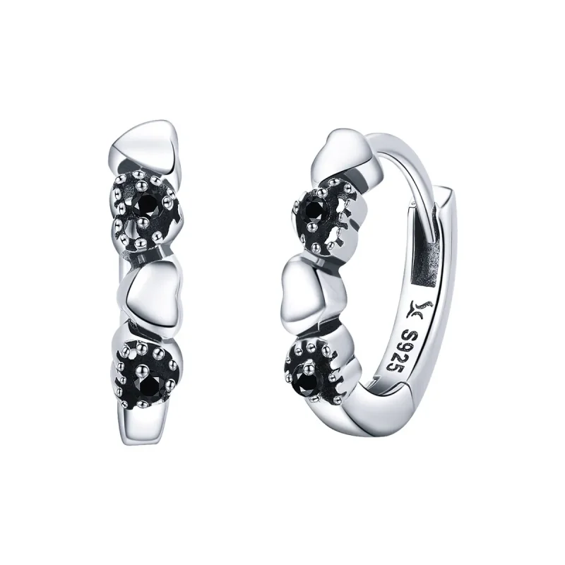 (image for) Silver Hearts Dating Hoop Earrings - PANDORA Style - SCE445 - Product Image