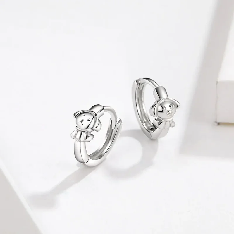 (image for) Silver Honest Puppy Hoop Earrings - PANDORA Style - SCE662 - View 2