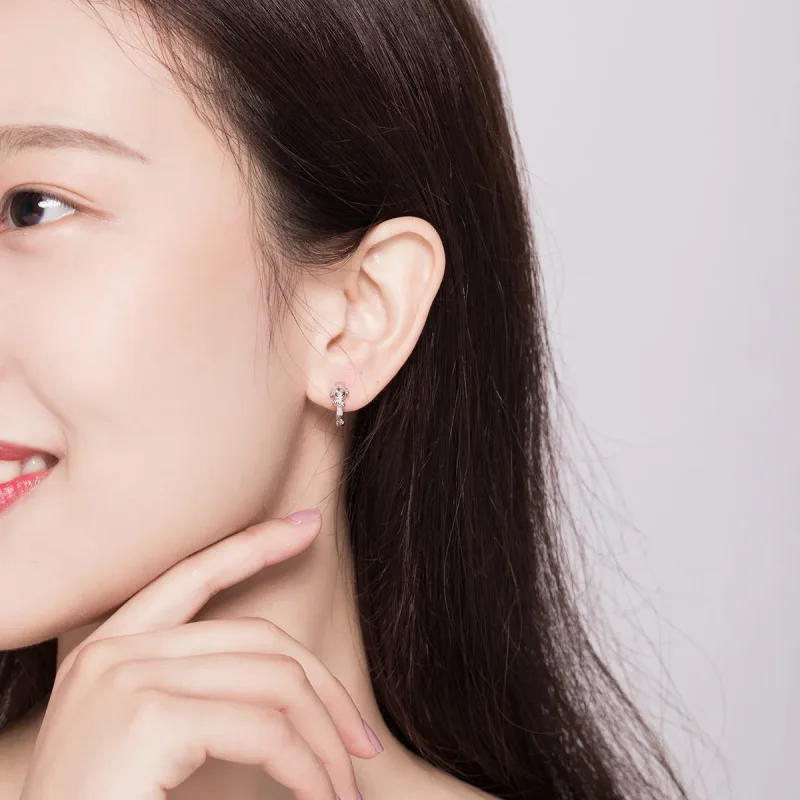 (image for) Silver Honest Puppy Hoop Earrings - PANDORA Style - SCE662 - View 4