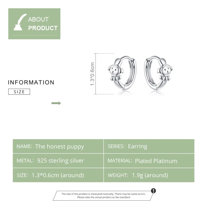 (image for) Silver Honest Puppy Hoop Earrings - PANDORA Style - SCE662 - View 7