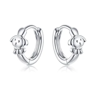 (image for) Silver Honest Puppy Hoop Earrings - PANDORA Style - SCE662