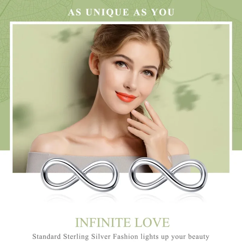 (image for) Silver Infinite Love Stud Earrings - PANDORA Style - SCE562 - View 2