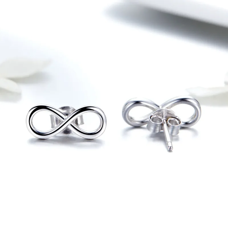 (image for) Silver Infinite Love Stud Earrings - PANDORA Style - SCE562 - View 3