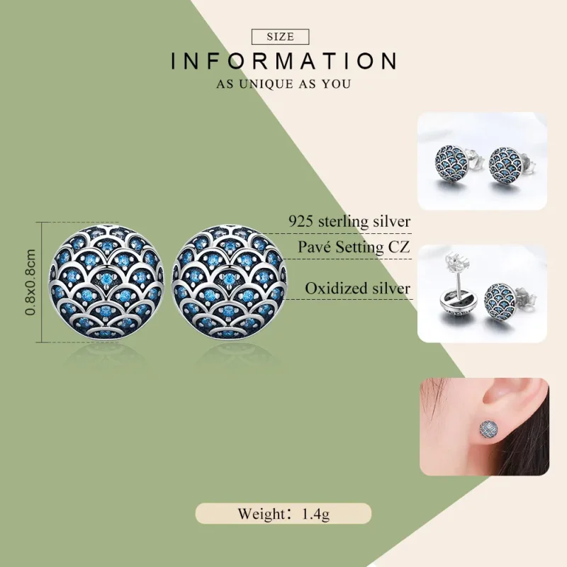 (image for) Silver Legend of The Sea Stud Earrings - PANDORA Style - SCE239 - View 3