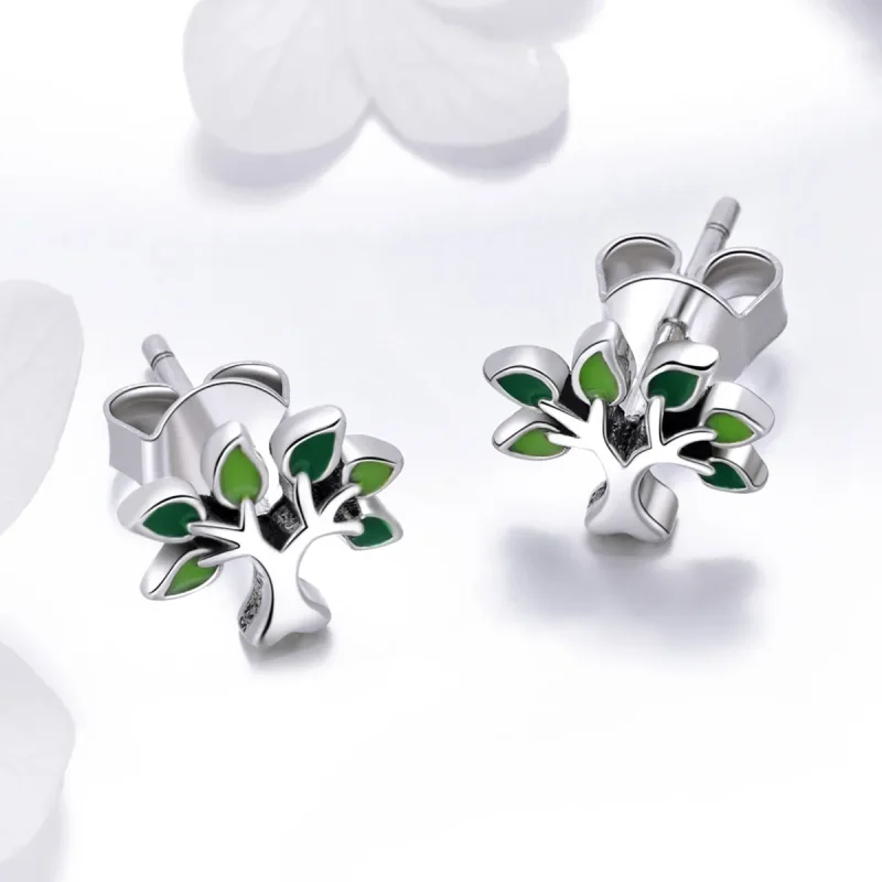 (image for) Silver Life Tree Stud Earrings - PANDORA Style - SCE409 - View 2