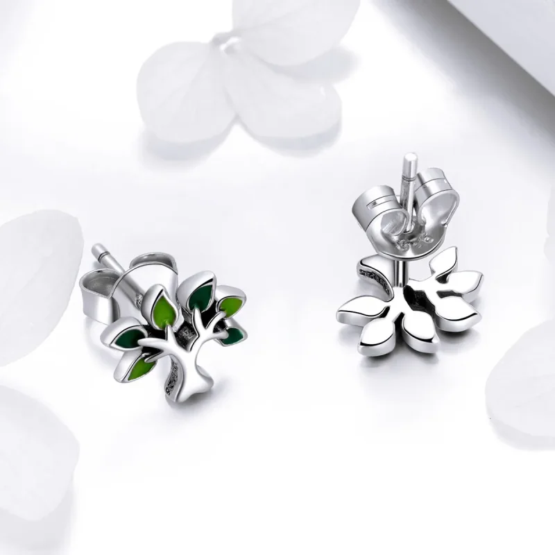 (image for) Silver Life Tree Stud Earrings - PANDORA Style - SCE409 - View 3