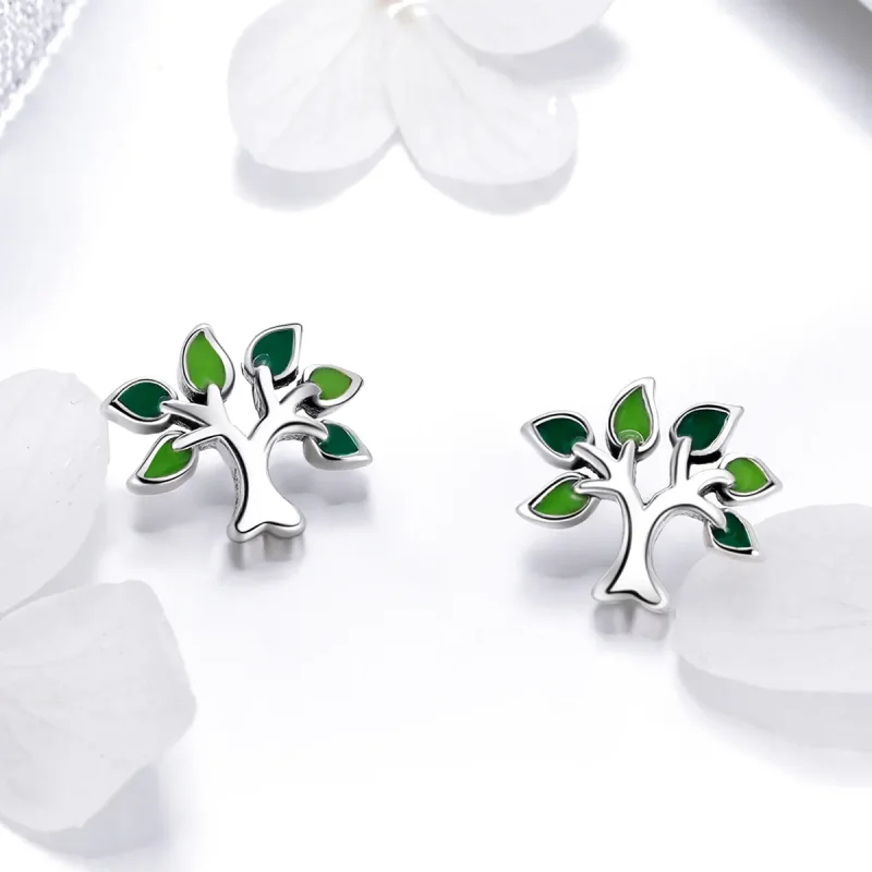 (image for) Silver Life Tree Stud Earrings - PANDORA Style - SCE409 - View 4