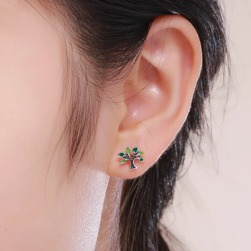 (image for) Silver Life Tree Stud Earrings - PANDORA Style - SCE409 - View 5