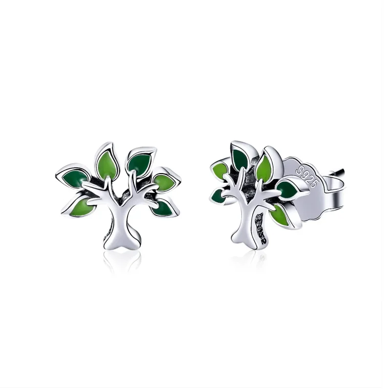 (image for) Silver Life Tree Stud Earrings - PANDORA Style - SCE409 - Product Image