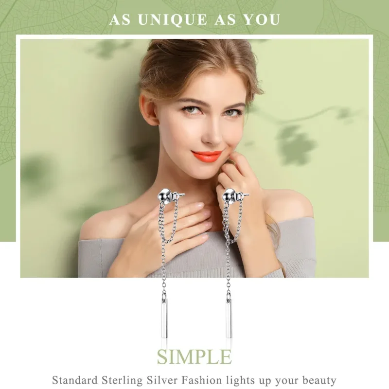 (image for) Silver Light Geometry Hanging Earrings - PANDORA Style - SCE550 - View 2