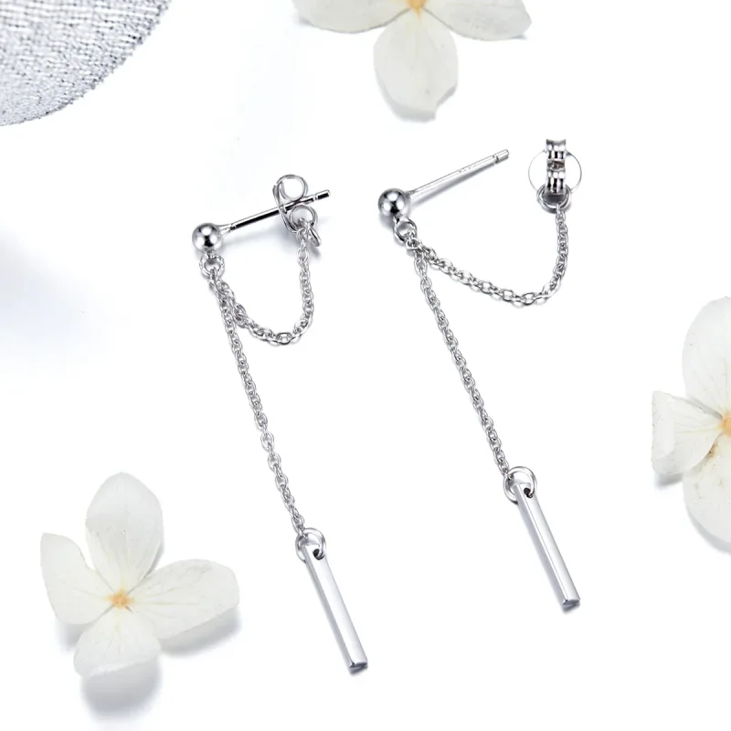 (image for) Silver Light Geometry Hanging Earrings - PANDORA Style - SCE550 - View 3