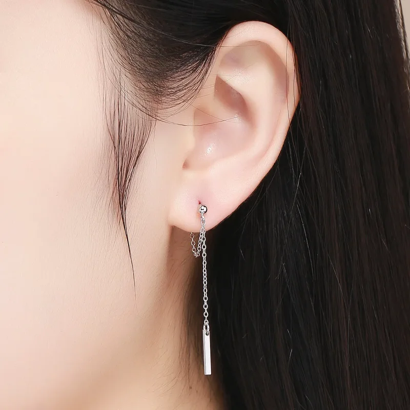 (image for) Silver Light Geometry Hanging Earrings - PANDORA Style - SCE550 - View 4