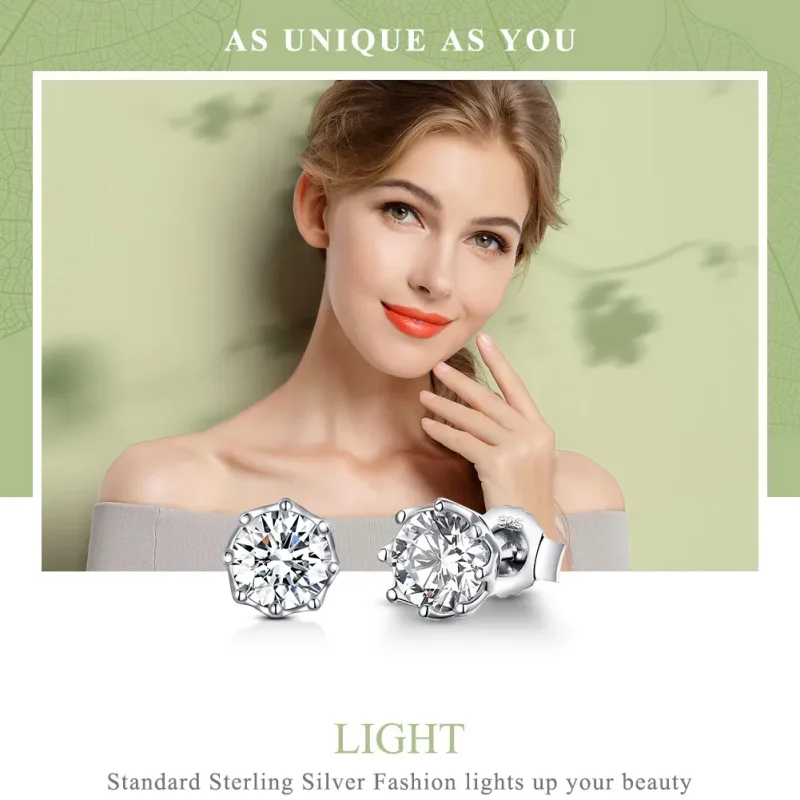 (image for) Silver Light Stud Earrings - PANDORA Style - SCE499 - View 2
