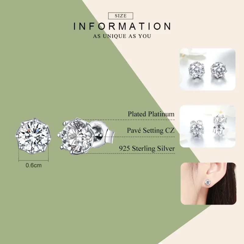(image for) Silver Light Stud Earrings - PANDORA Style - SCE499 - View 3
