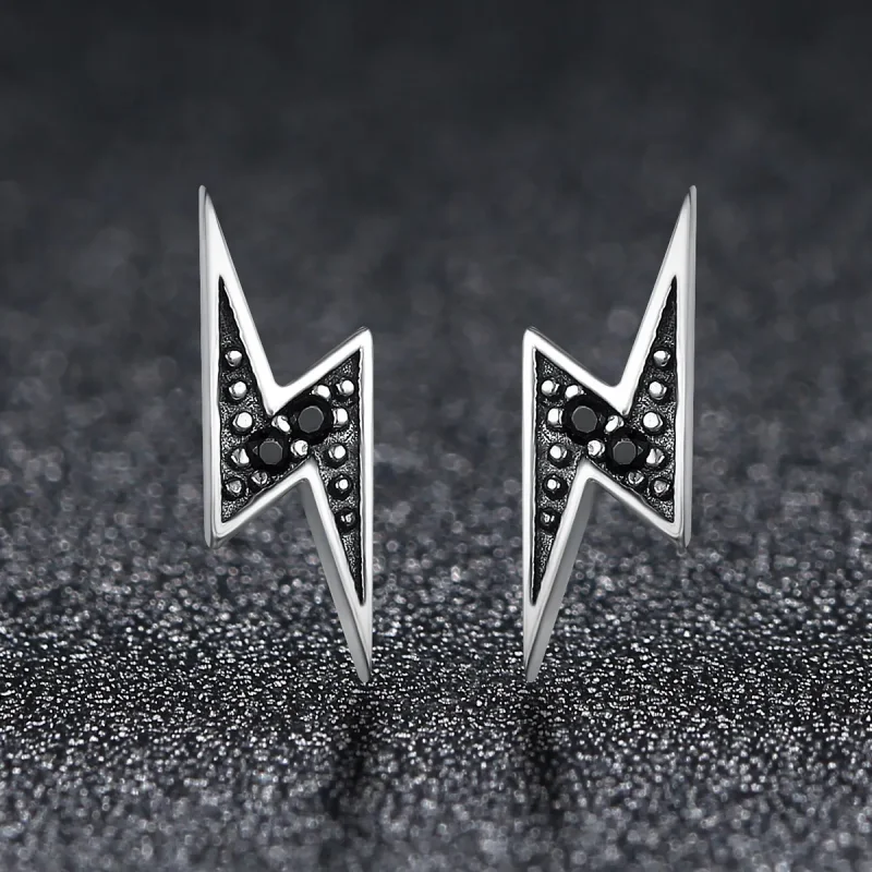 (image for) Silver Lightning Stud Earrings - PANDORA Style - SCE156 - View 3