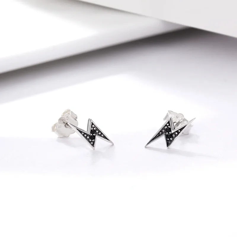 (image for) Silver Lightning Stud Earrings - PANDORA Style - SCE156 - View 4