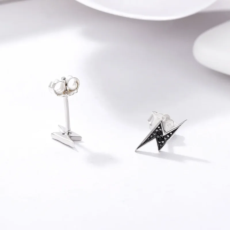 (image for) Silver Lightning Stud Earrings - PANDORA Style - SCE156 - View 5
