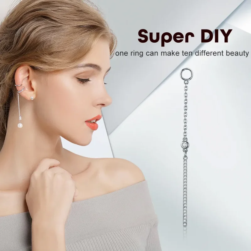 (image for) Silver Line Hanging Earrings - PANDORA Style - SCE081 - View 4