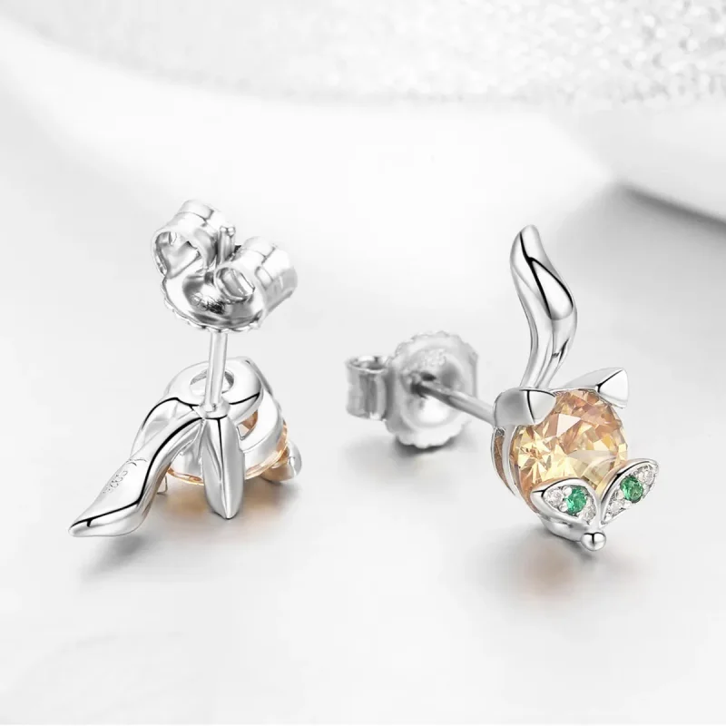 (image for) Silver Little Fox Stud Earrings - PANDORA Style - SCE527 - View 4