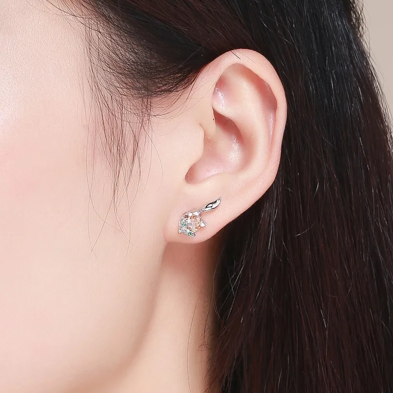(image for) Silver Little Fox Stud Earrings - PANDORA Style - SCE527 - View 5