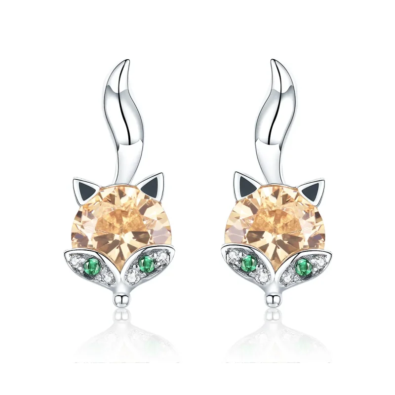(image for) Silver Little Fox Stud Earrings - PANDORA Style - SCE527 - Product Image