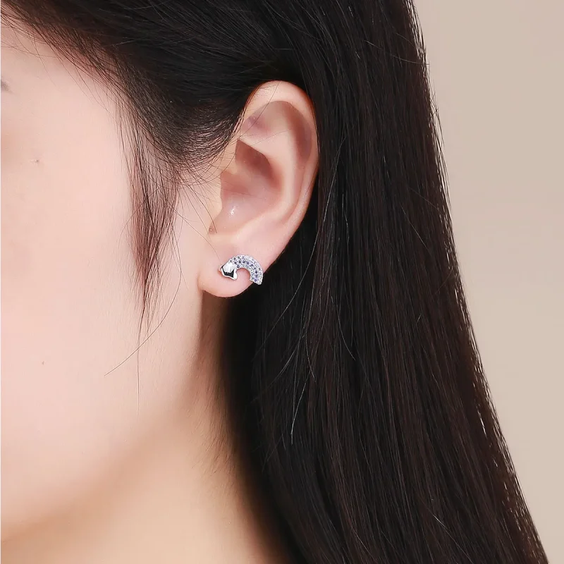 (image for) Silver Little Rainbow Stud Earrings - PANDORA Style - SCE578 - View 4