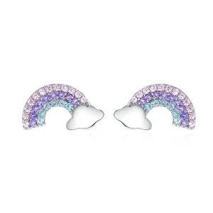 (image for) Silver Little Rainbow Stud Earrings - PANDORA Style - SCE578