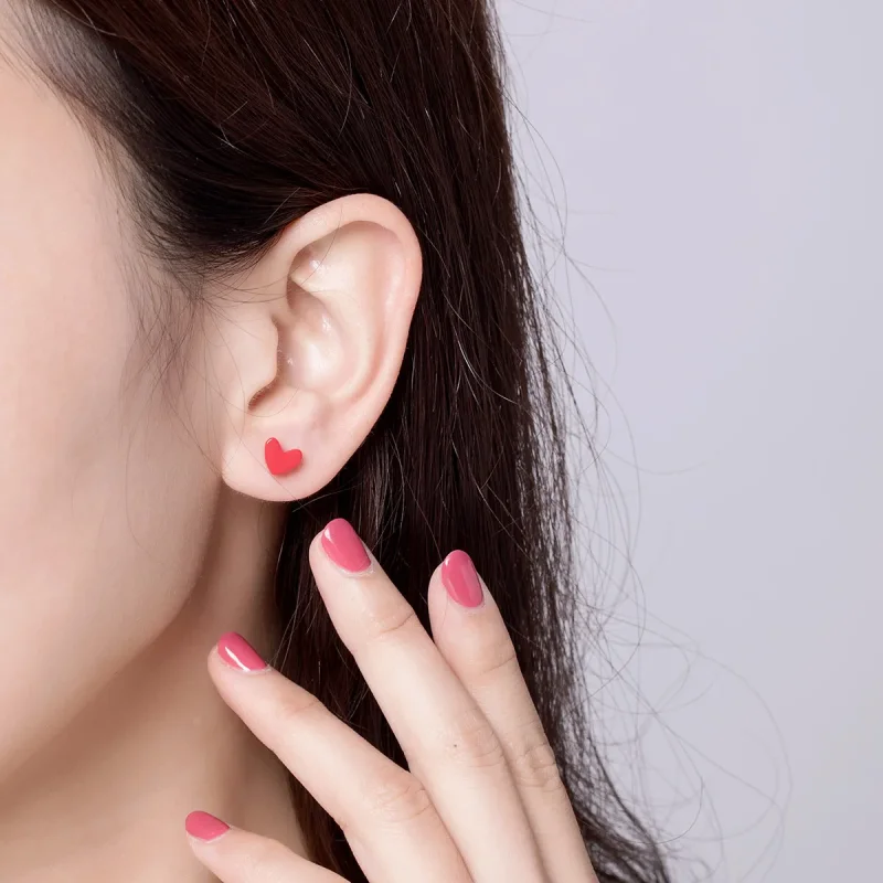(image for) Silver Love Stud Earrings - PANDORA Style - SCE595 - View 4