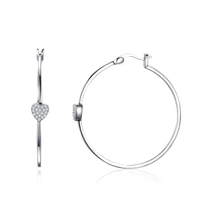 (image for) Silver Love You Hoop Earrings - PANDORA Style - SCE518