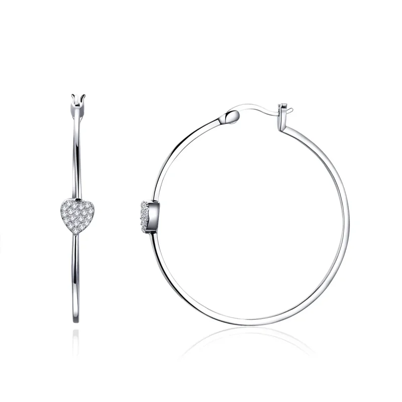 (image for) Silver Love You Hoop Earrings - PANDORA Style - SCE518 - Product Image