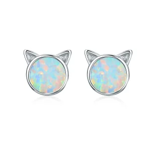 (image for) Silver Meow Star Stud Earrings - PANDORA Style - SCE538-Q