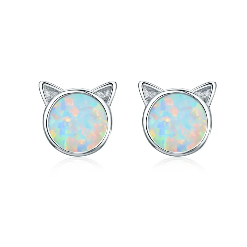(image for) Silver Meow Star Stud Earrings - PANDORA Style - SCE538-Q - Product Image