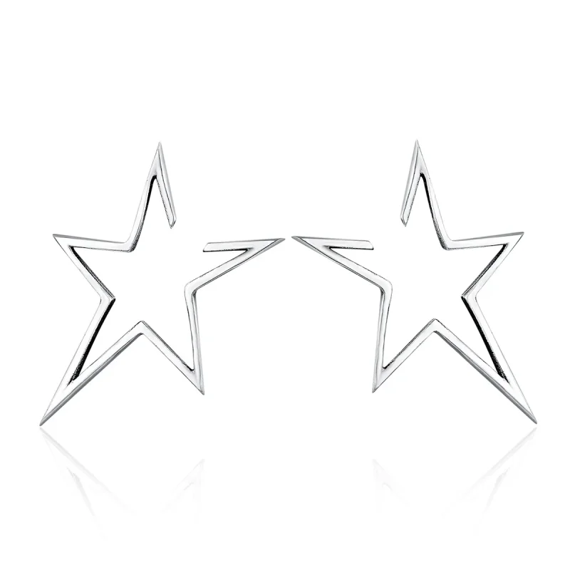 (image for) Silver Modern Star Stud Earrings - PANDORA Style - SCE107 - Product Image