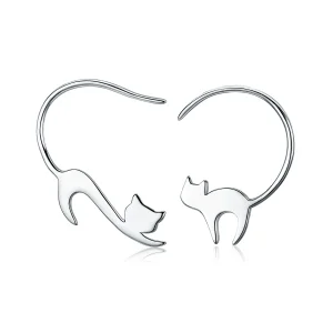(image for) Silver Naughty Kitten Stud Earrings - PANDORA Style - SCE073
