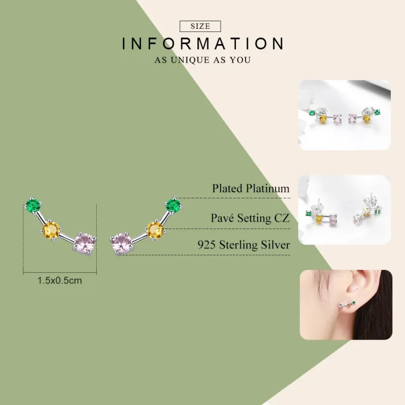 (image for) Silver Neon Stud Earrings - PANDORA Style - SCE495 - View 3