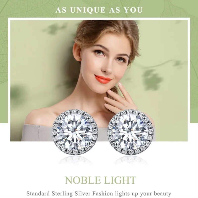 (image for) Silver Noble Light Stud Earrings - PANDORA Style - SCE358 - View 2